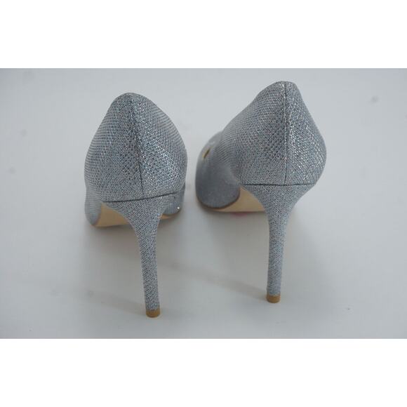 Stuart Weitzman Leigh Silver Glitter Pointed Toe Heel Pump SZ 8 $495 - Picture 11 of 12